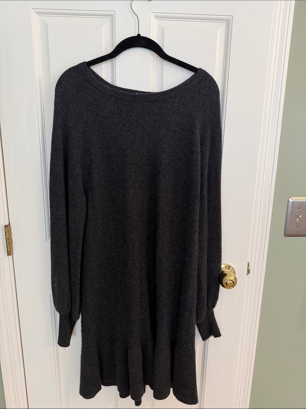 Autumn Cashmere Off-the-Shoulder Charcoal Knit Sweater Dress
